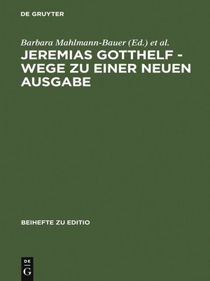 cover image of Jeremias Gotthelf--Wege zu einer neuen Ausgabe